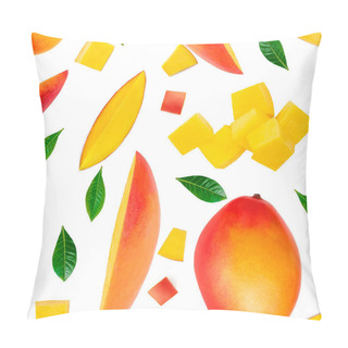 Personality  Mango Pattern.  Creative Layout Made Of Mango Fruit  Slices  Iso Pillow Covers