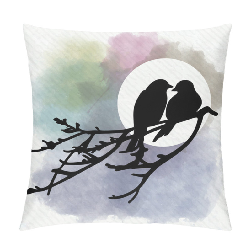 Personality  Two birds on a branch pillow covers