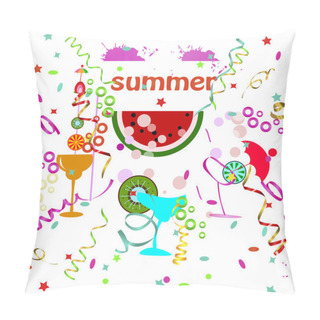 Personality  Summer Holiday Vector Background With Cocktails Pillow Covers