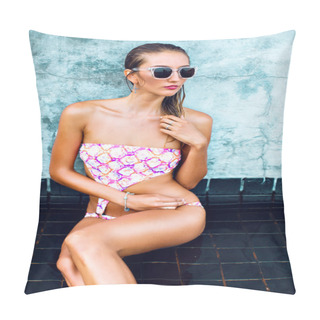 Personality  Woman Wearing Bright Printed Bikini Pillow Covers