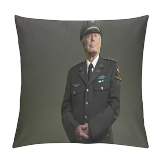 Personality  US Military General In Uniform. Studio Portrait. Pillow Covers