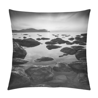 Personality  Black Sea Sunrise. Monochrome Pillow Covers