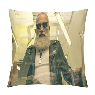 Personality  Grey Hair Man With Beard Pillow Covers
