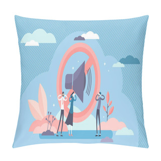 Personality  Stop Noise Sign Concept, Flat Tiny Person Vector Illustration Pillow Covers