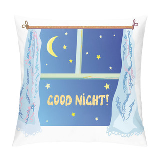 Personality  Good Nignt Illustration With Cute Window, Stars Pillow Covers