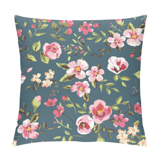 Personality  Seamless Vintage Pink Flower Pattern On Brown Background Pillow Covers