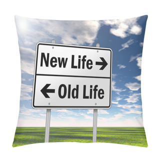 Personality  Traffic Sign New Life Vs. Old Life Pillow Covers