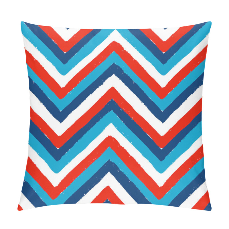 Personality  Blue White Red Painted Chevron Pattern pillow covers