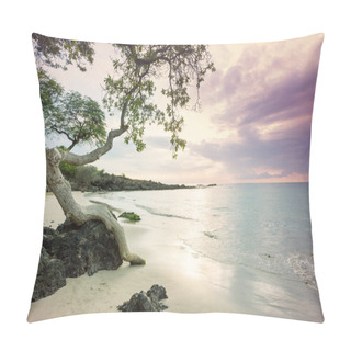 Personality  Amazing Hawaiian Beach. Wave In Ocean At Sunset Or Sunrise With Surfer. Wave With Warm Sunset Colors. Oahu Beach, USA. Pillow Covers