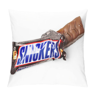 Personality   Closeup Of Unwrapped Snickers Candy Pillow Covers
