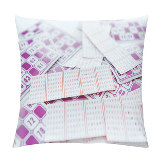 Personality  Selective Focus Of Purple Lottery Paper Tickets  Pillow Covers