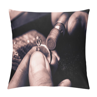 Personality  Man Polishing Ring. Pillow Covers