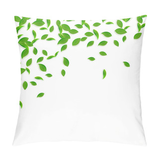 Personality  Falling Green Leaves. Fresh Tea Chaotic Leaves Fly Pillow Covers