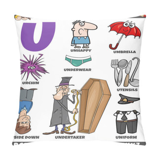 Personality  Cartoon Illustration Of Objects And Characters Set For Letter U Pillow Covers