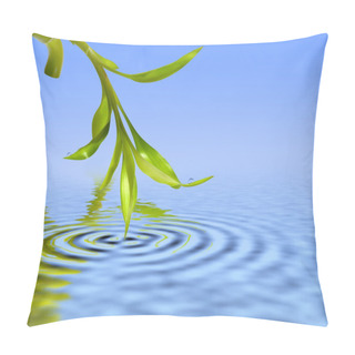 Personality Bamboo Leafs Over Blue Water Pillow Covers