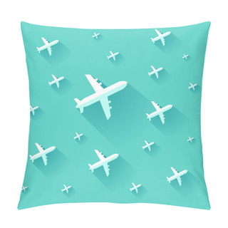 Personality  Background With Airplanes And Long Shadows Pillow Covers