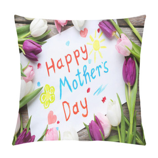 Personality  Bouquet Of Tulips For Happy Mothers Day Pillow Covers