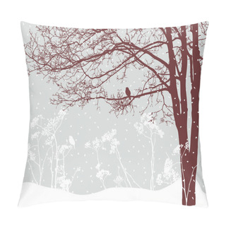 Personality  Tree In The Snowy Day Pillow Covers