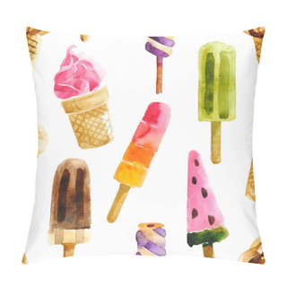 Personality  Watercolor Ice Cream Seamless Pillow Covers