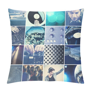 Personality  DJ Playing Music Collage Pillow Covers