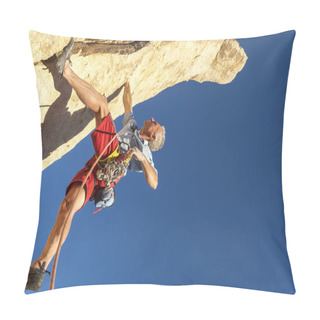 Personality  Middle Aged Male Rock Climber. Pillow Covers