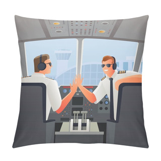 Personality  Pilots In Cabin Of Plane Illustration Pillow Covers