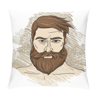 Personality  Portrait Of Imposing Man With Beard Pillow Covers