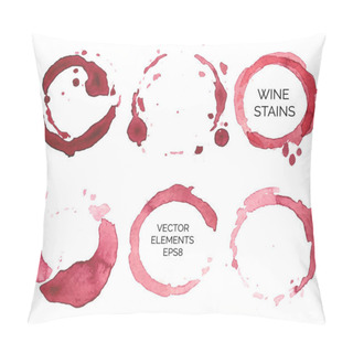 Personality  Vector Set Of Watercolor Painted Wine Stains Pillow Covers