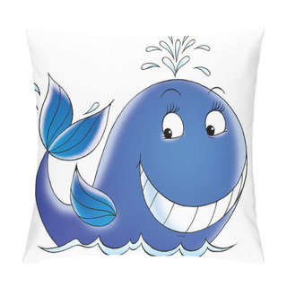 Personality  Blue Whale Waving And Spurting Water Through Its Spout Pillow Covers