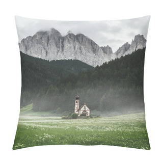Personality  Old Lonely Church In Green Valley With Mountains On Background  Pillow Covers