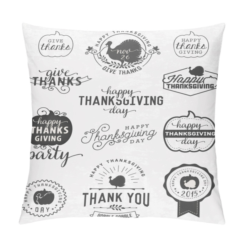 Personality  Set of Thanksgiving Vector Calligraphic Illustrations in Vintage style pillow covers