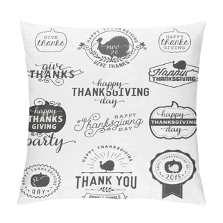 Personality  Set Of Thanksgiving Vector Calligraphic Illustrations In Vintage Style Pillow Covers
