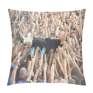 Personality  Jurek Owsiak, Woodstock Festival Poland Founder And Conductor In Crowd. Pillow Covers