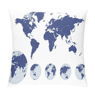 Personality  World Map With Earth Globes Pillow Covers