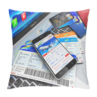 Personality  Buying Air Tickets Online Via Smartphone Pillow Covers