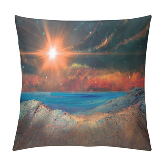 Personality  Sci-fi Landscape With Nebula, Stars, Landscape And Sun. Elements Pillow Covers