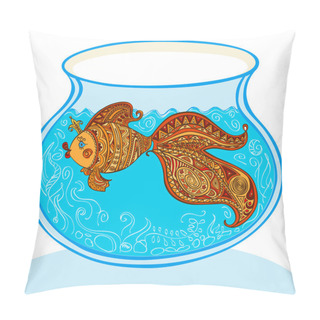 Personality  Goldfish And Patterned Tail In Aquarium Pillow Covers