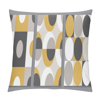 Personality  Set Of Minimalist Seamless Pattern With Abstract Creative Geometric Composition Pillow Covers