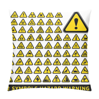 Personality  Triangular Warning Hazard Symbols. Big Yellow Set Pillow Covers