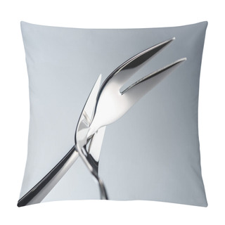 Personality  Fondue Forks With Two Tines Isolated On Grey Pillow Covers