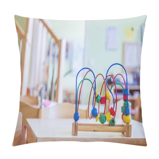 Personality  Close Up Of Colorful Wooden Toy For Learning And Socialization  Pillow Covers