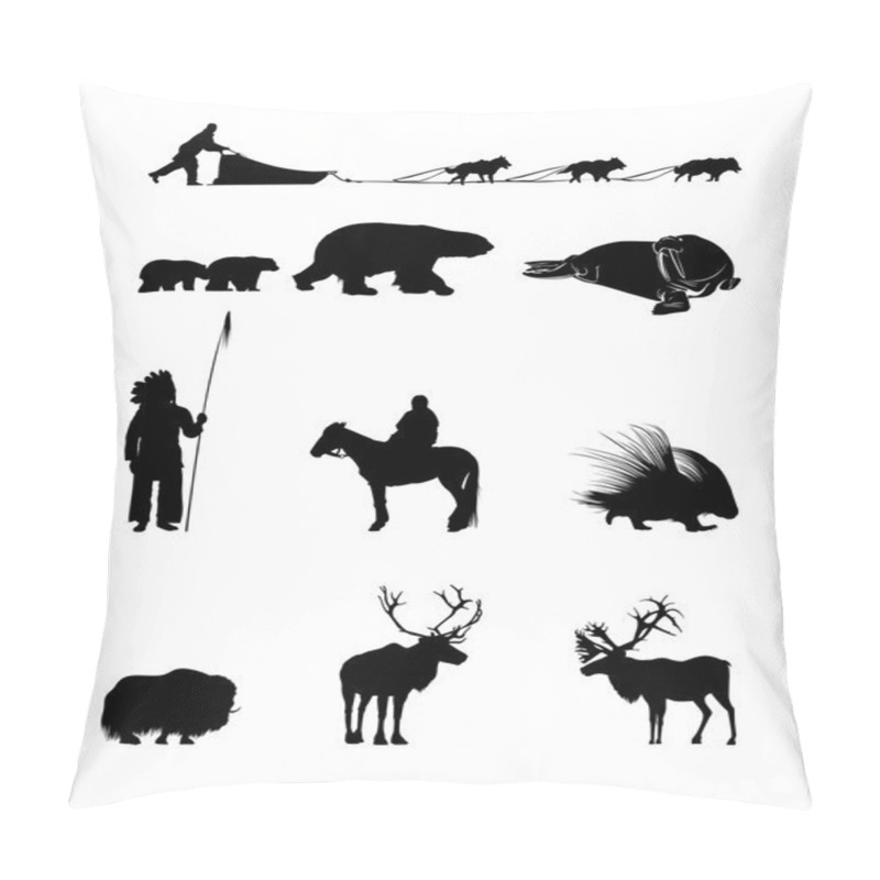 Personality  Winter Silhouettes of animals, sled dogs and the Indian pillow covers