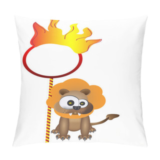 Personality  Illustration Of Isolated Lion With Flaming Ring On White Pillow Covers