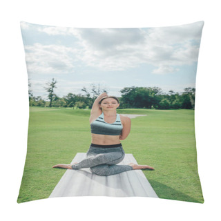 Personality  Woman Meditating On Yoga Mat Pillow Covers