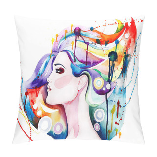Personality  Beautiful Young Woman With Long Hair Pillow Covers