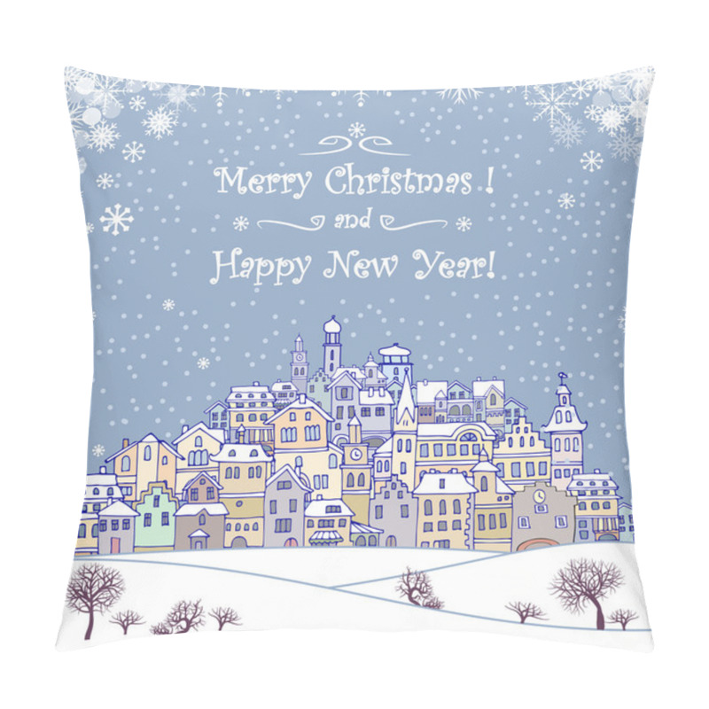 Personality  Merry Christmas And Happy New Year Holiday Background With Inscr Pillow Covers