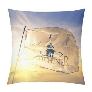 Personality  Kitchener Of Ontario Of Canada Flag Textile Cloth Fabric Waving On The Top Sunrise Mist Fog Pillow Covers