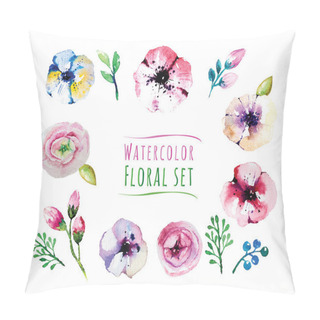 Personality  Watercolor Design Illustration Of Floral Elements Set Pillow Covers