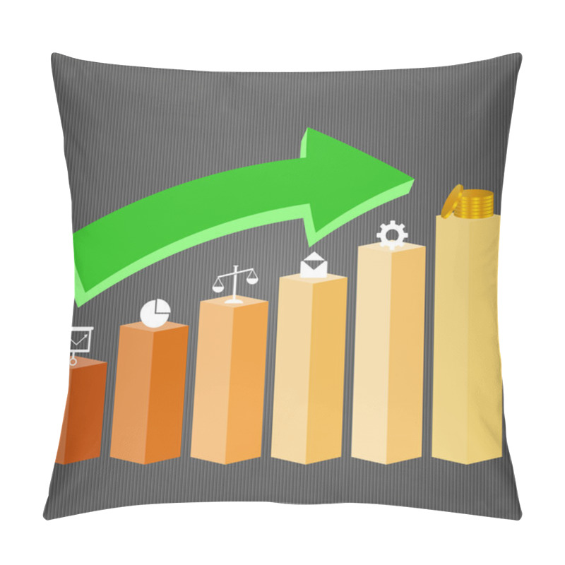 Personality  3d Illustration Of Business Graph With Arrow Pillow Covers