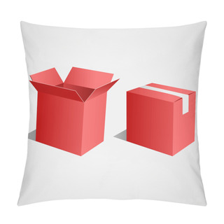 Personality  Open And Closed Red Boxes. Vector Pillow Covers